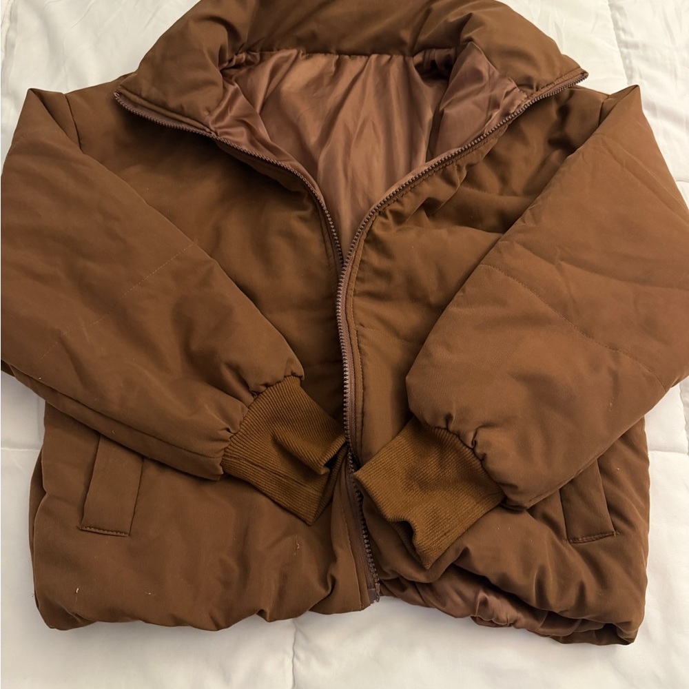 Brown Puffer Jacket - Cozy Quilted Bomber